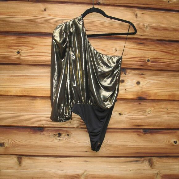 Misa One Shoulder Body Suit Gold Lame - Picture 4 of 11